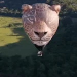 Balão em formato de onça-pintada estreia nos céus do Pantanal