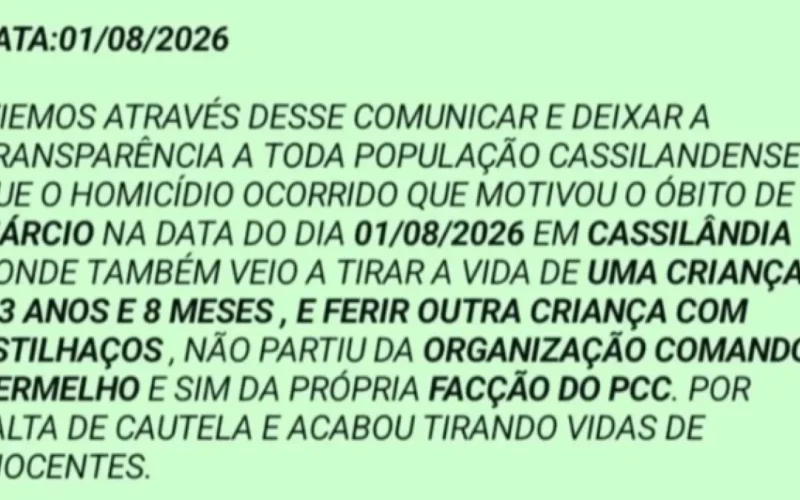 Comando Vermelho nega mortes em Cassilândia e culpa PCC